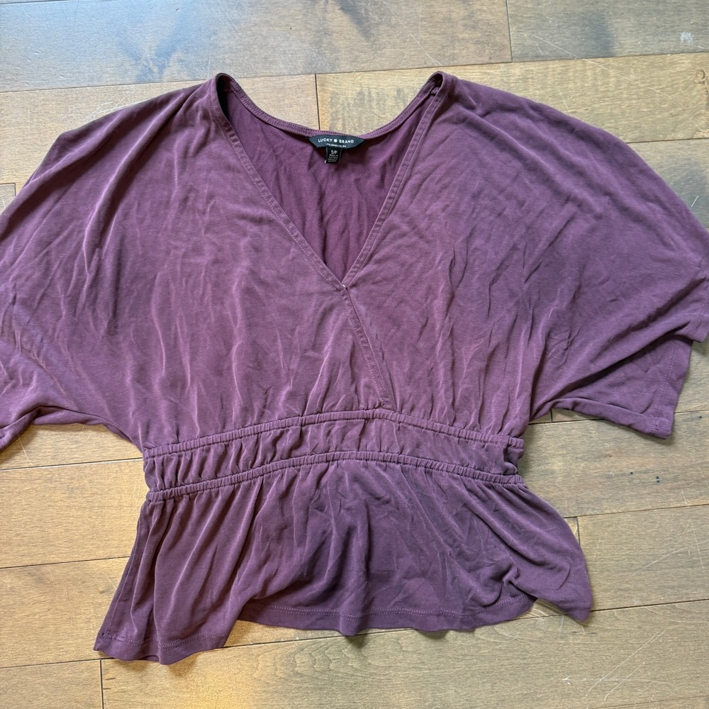 Lucky Brand Plum V-Neck Blouse - Picture 1 of 2